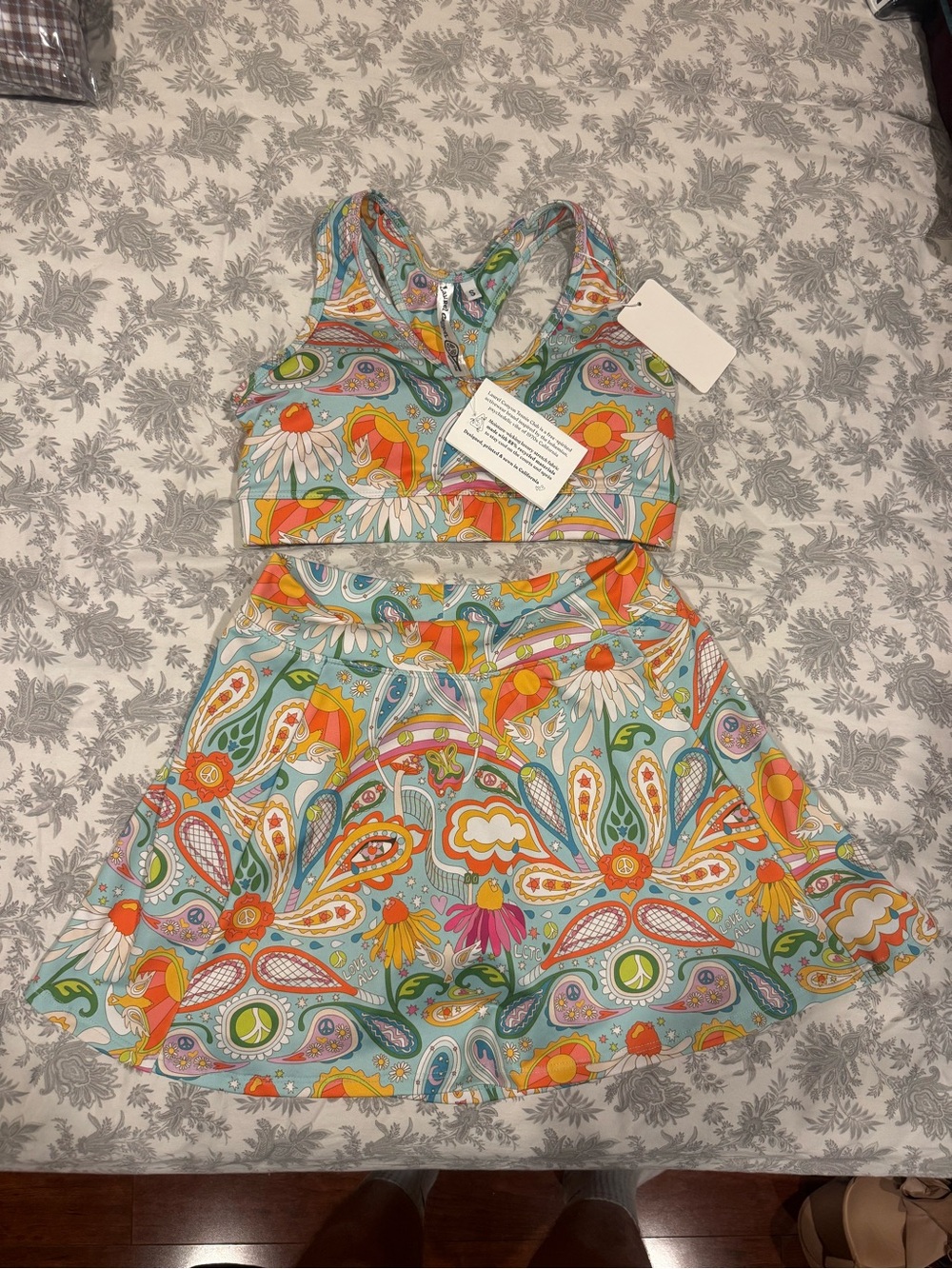 Laurel Canyon tennis club skirt and Crop Top Set love all - Multi